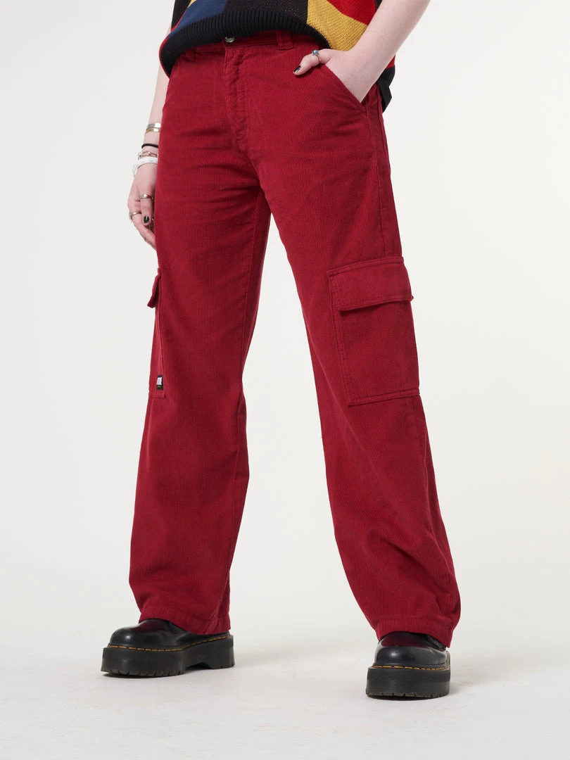 Minga London Minga X Strangervinyl Red Corduroy Cargo Pants Clothing