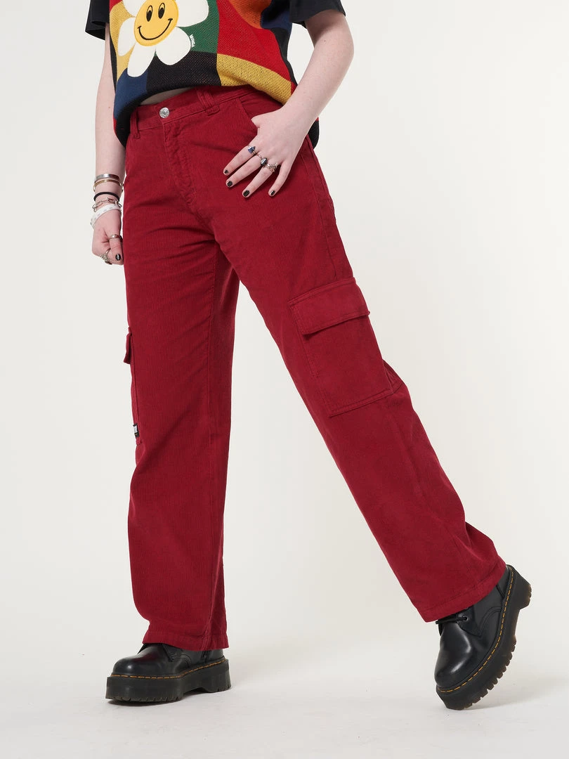 Minga London Minga X Strangervinyl Red Corduroy Cargo Pants Clothing
