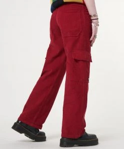 Minga London Minga X Strangervinyl Red Corduroy Cargo Pants Clothing