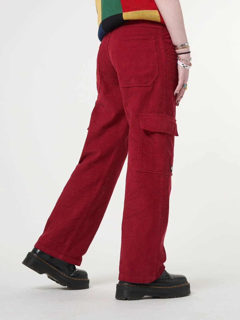 Minga London Minga X Strangervinyl Red Corduroy Cargo Pants Clothing