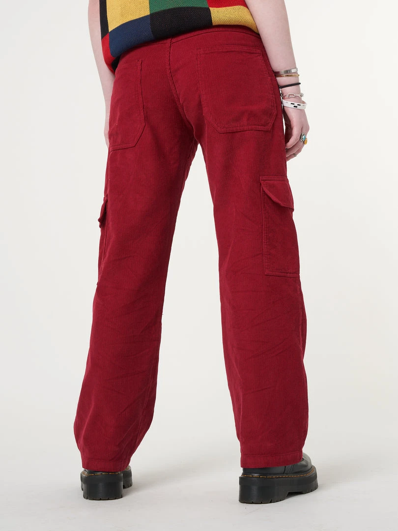 Minga London Minga X Strangervinyl Red Corduroy Cargo Pants Clothing