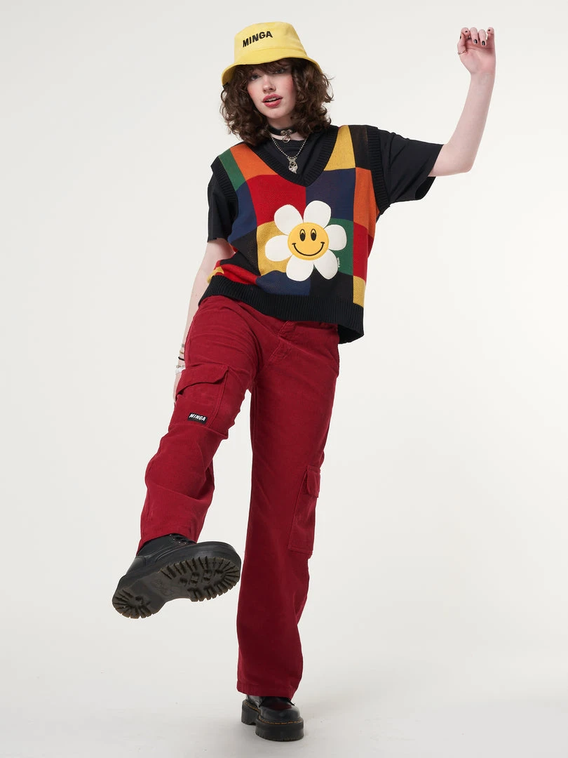 Minga London Minga X Strangervinyl Red Corduroy Cargo Pants Clothing