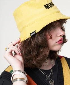 Minga London Minga X Strangervinyl Yellow Corduroy Bucket Hat Clothing