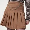 Minga London Mocha Pleated Tennis Skirt With Front Chain