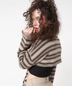 Minga London Molly Stripes Tie Knitted Shrug Clothing