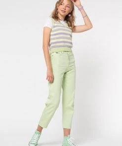Minga London Pastel Green Denim Mom Jeans Clothing