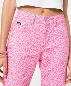 Minga London Clothing Pink Leopard Flare Jeans