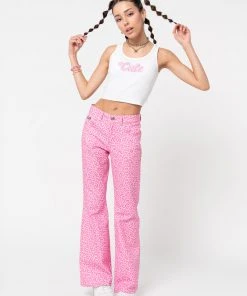 Minga London Clothing Pink Leopard Flare Jeans