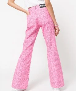 Minga London Clothing Pink Leopard Flare Jeans