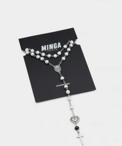 Minga London Pray 4 Me Rosary Pearl Beads Necklace