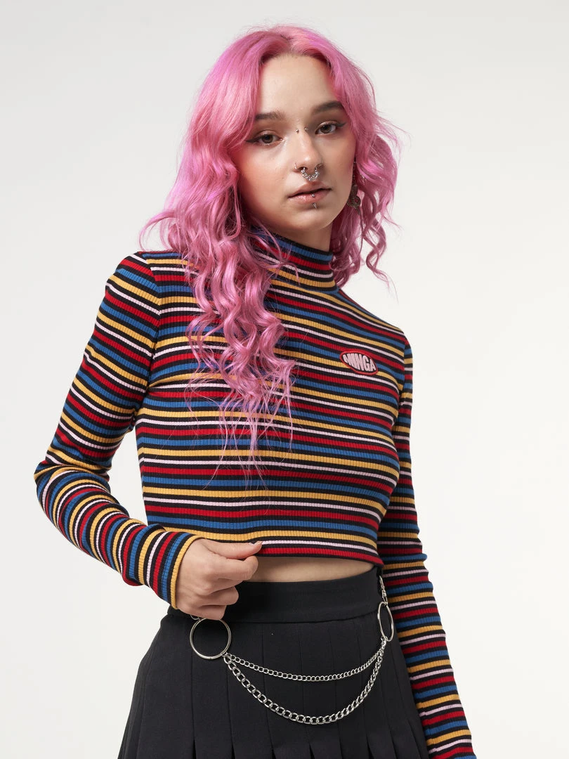 Minga London Rainbow Striped Ribbed Top