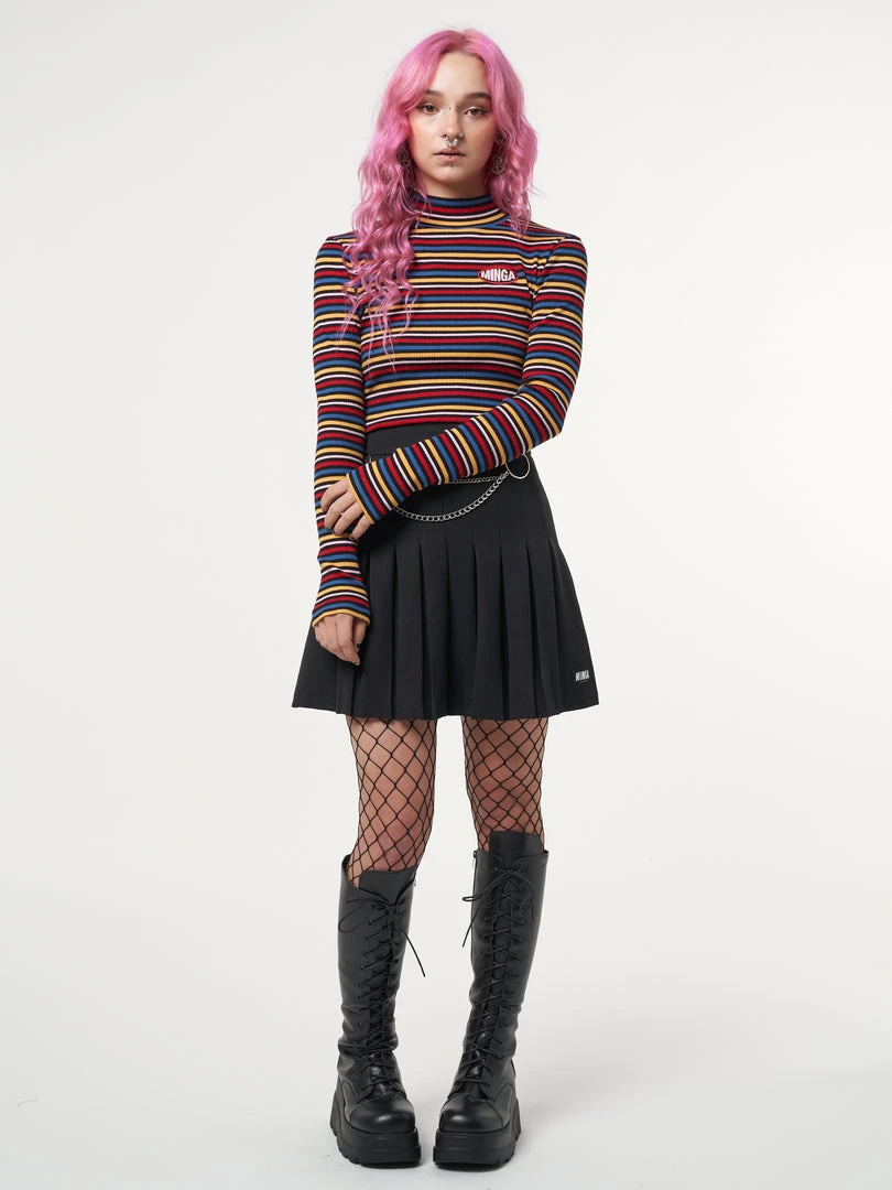 Minga London Rainbow Striped Ribbed Top
