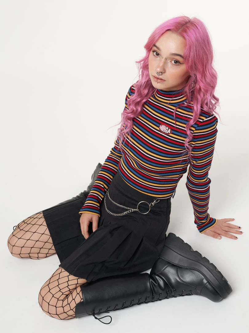 Minga London Rainbow Striped Ribbed Top