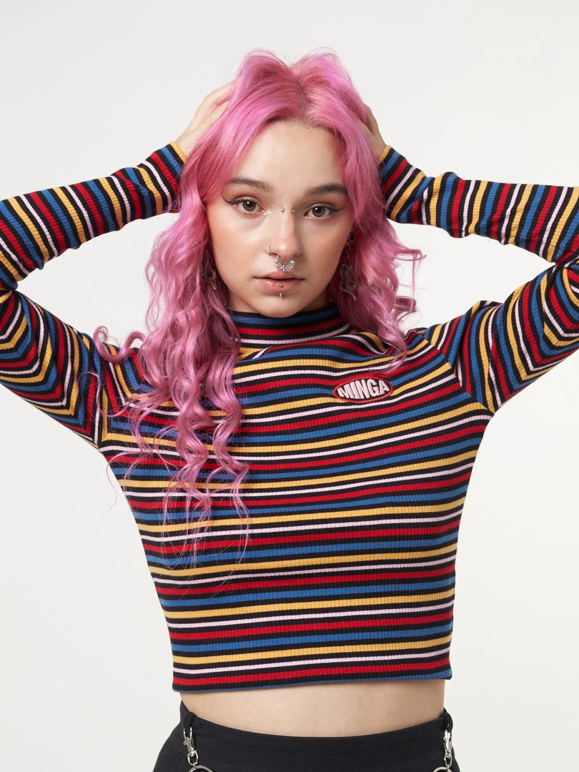 Minga London Rainbow Striped Ribbed Top