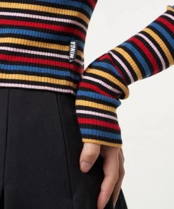 Minga London Rainbow Striped Ribbed Top