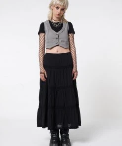 Minga London Most Wanted Raven Ruffle Lace Maxi Skirt