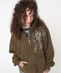 Minga London Rue Washed Zip Up Hoodie Jacket Clothing