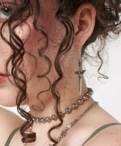 Minga London Clothing Silver Dagger Necklace & Earrings Set