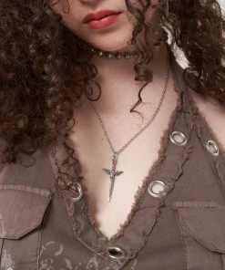 Minga London Clothing Silver Dagger Necklace & Earrings Set