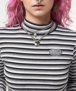 Minga London Smoky Striped Ribbed Top Clothing