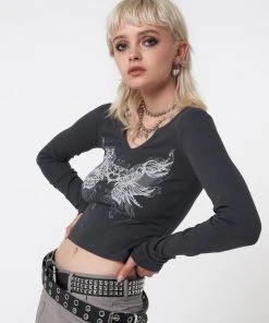 Minga London Most Wanted Strass Heart Wings Crop Top