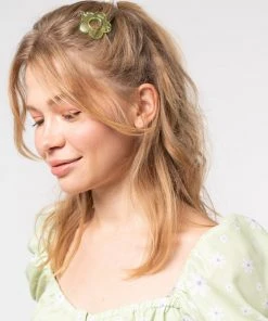 Minga London Clothing Flower Power Translucent Green Hair Clip