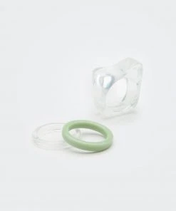 Minga London Clothing Translucent Green Plastic Rings Set