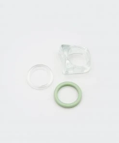 Minga London Clothing Translucent Green Plastic Rings Set