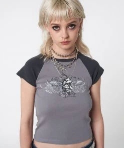 Minga London Most Wanted Winged Heart Raglan Baby Tee
